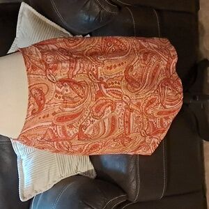 Silk Pretty in Pink & Orange Paisley Silk  Skirt with Sequins Size 14